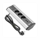  Удлинитель угловой (Schucko) AE-PВКТ3S2U-80 2*USB,серый,с проводом 1,5м